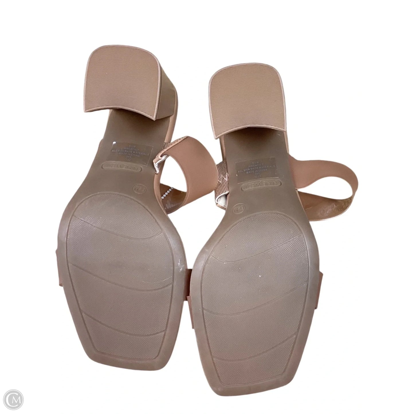 Sandals Heels Block By Nine West In Beige, Size: 6.5