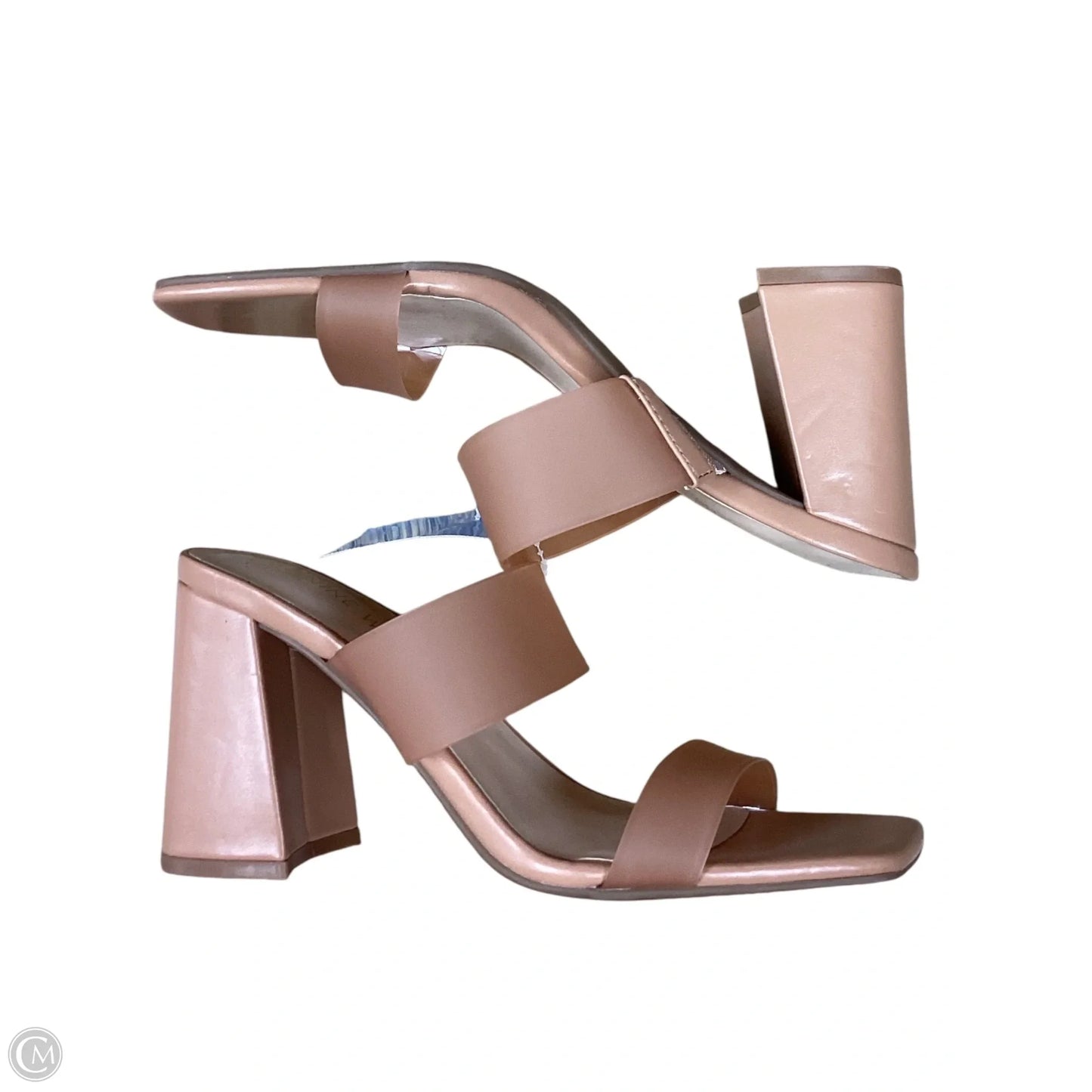 Sandals Heels Block By Nine West In Beige, Size: 6.5
