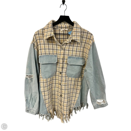 Jacket Denim By Clothes Mentor In Blue & Yellow, Size: L