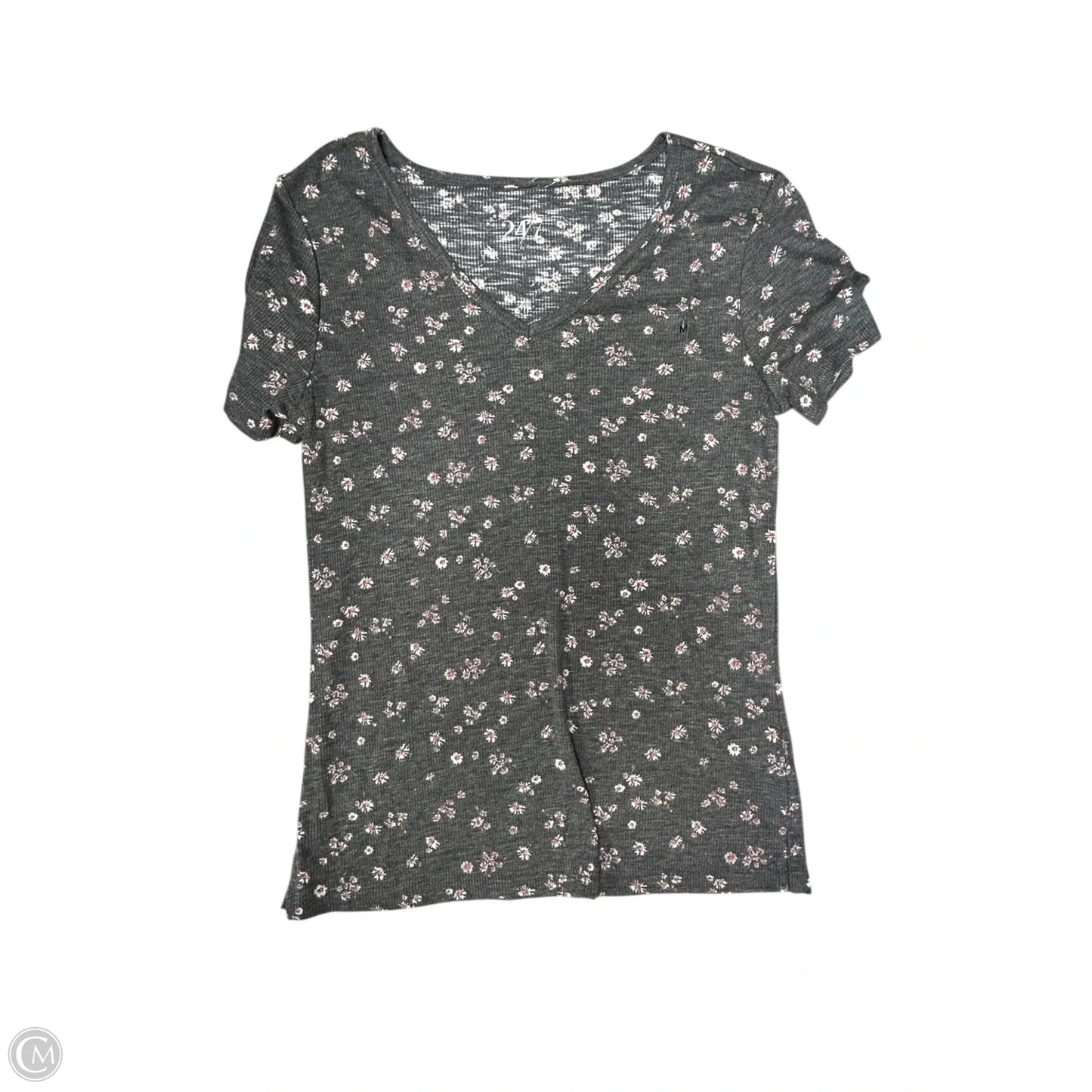 Top Short Sleeve Basic By Maurices In Floral Print, Size: M