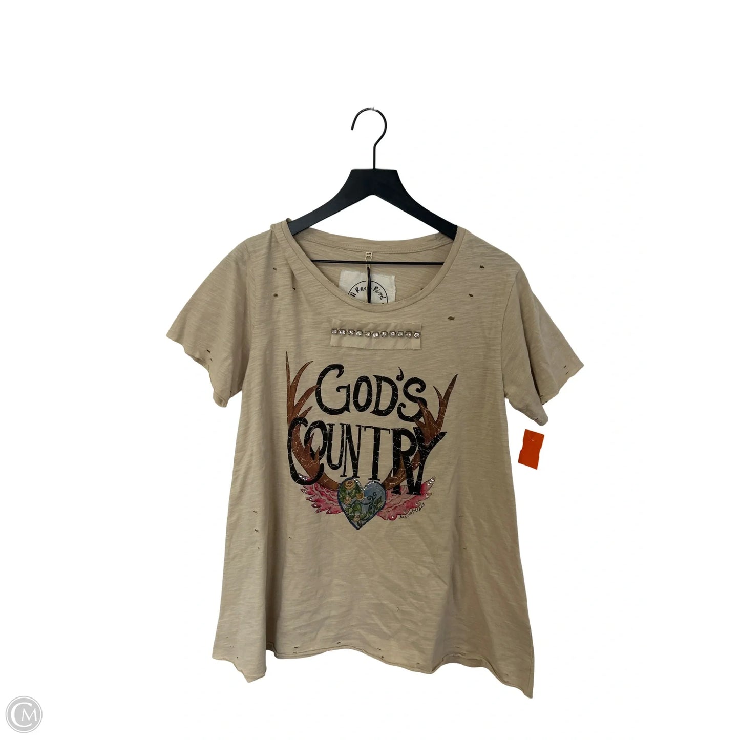 Top Short Sleeve By Cmc In Tan, Size: S