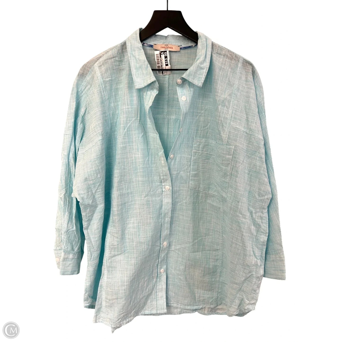 Blouse 3/4 Sleeve By Clothes Mentor In Aqua, Size: Xxl