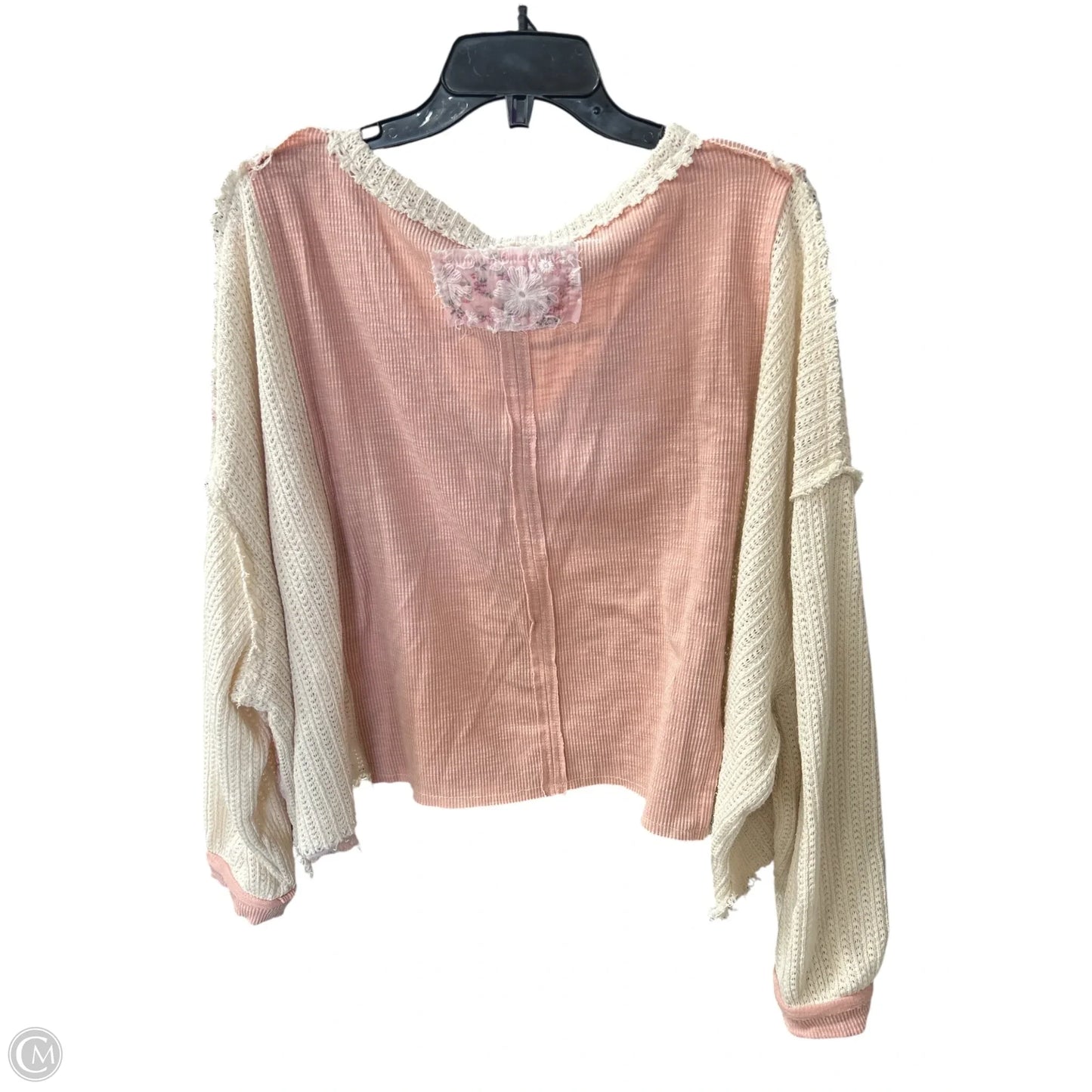 Top Long Sleeve By Pol In Cream & Pink, Size: S