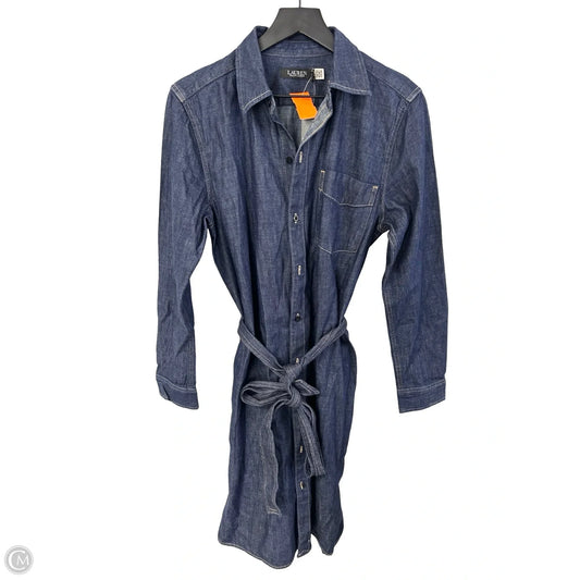 Dress Casual Midi By Lauren By Ralph Lauren In Blue Denim, Size: L