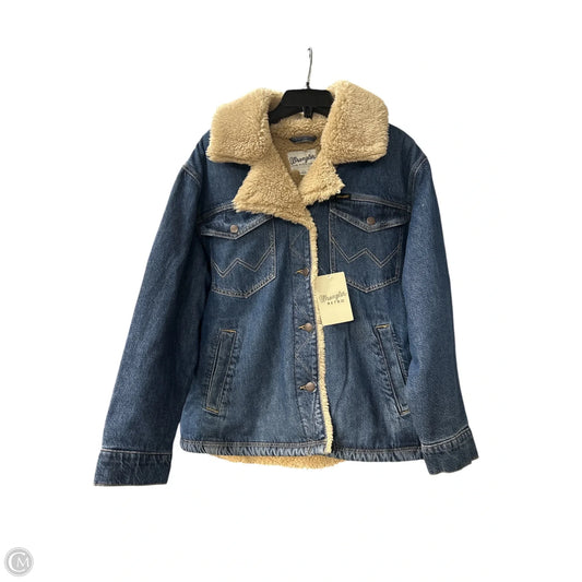 Coat Faux Fur & Sherpa By Wrangler In Blue Denim, Size: 3x