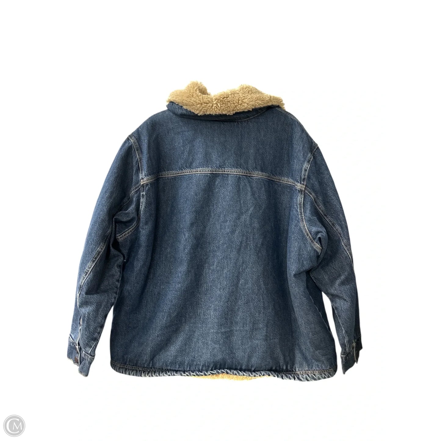 Coat Faux Fur & Sherpa By Wrangler In Blue Denim, Size: 3x