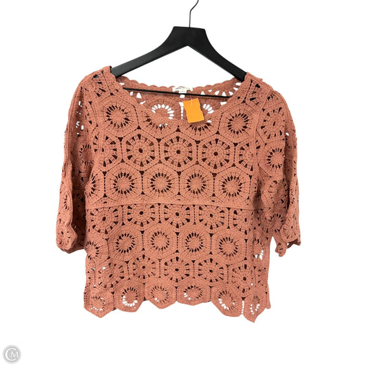 Sweater Short Sleeve By Ultra Pink In Orange, Size: M
