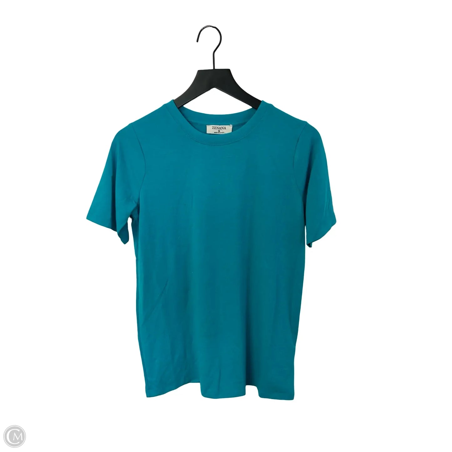 Top Short Sleeve Basic By Zenana In Aqua, Size: M