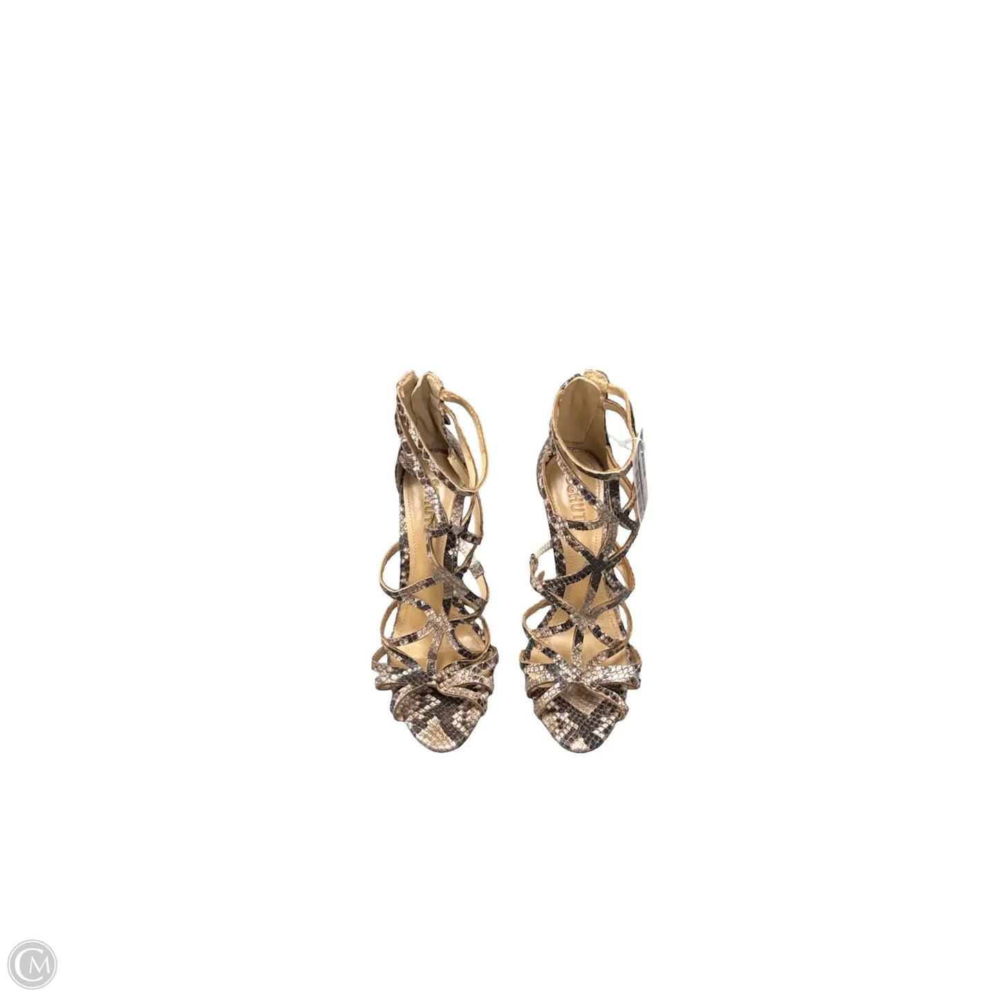 Sandals Heels Stiletto By Schutz In Snakeskin Print, Size: 7.5
