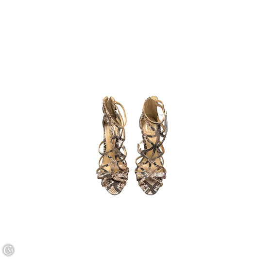 Sandals Heels Stiletto By Schutz In Snakeskin Print, Size: 7.5