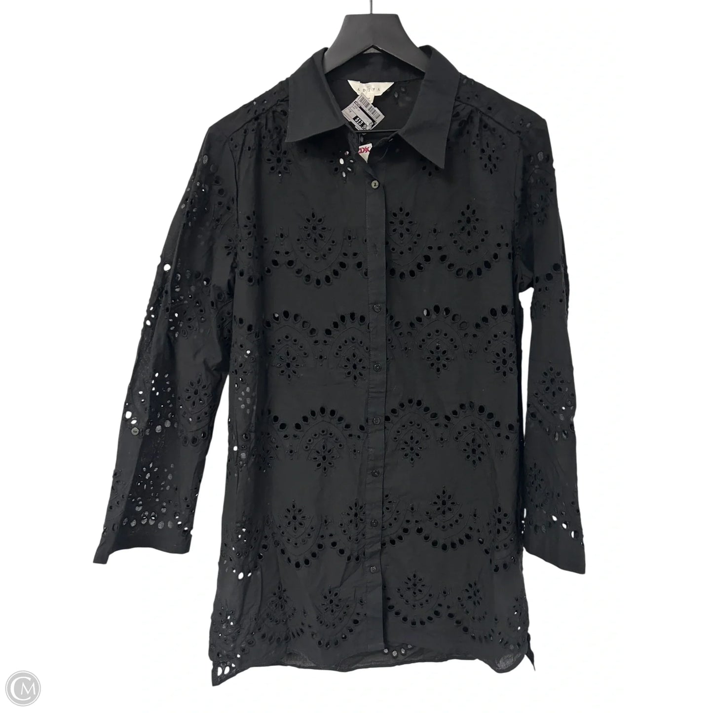 Blouse Long Sleeve By Adiva In Black, Size: M