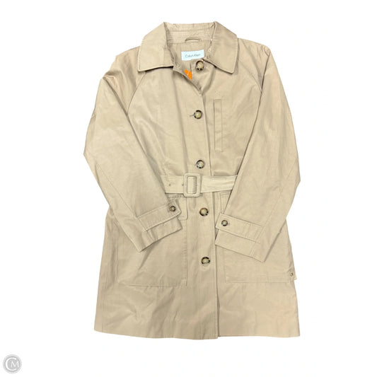 Coat Trench Coat By Calvin Klein In Beige, Size: M