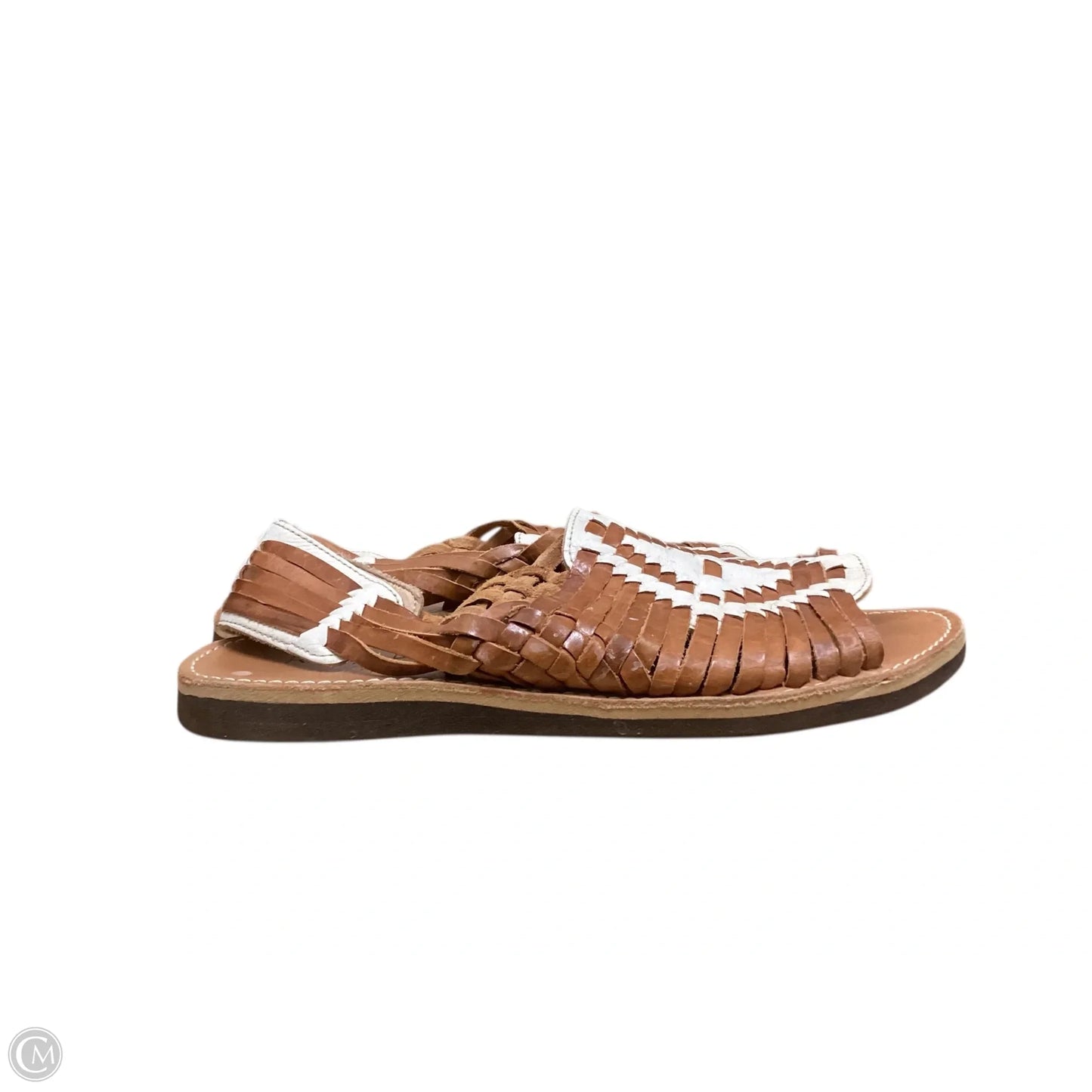 Sandals Flats By Roolee In Brown & White, Size: 10