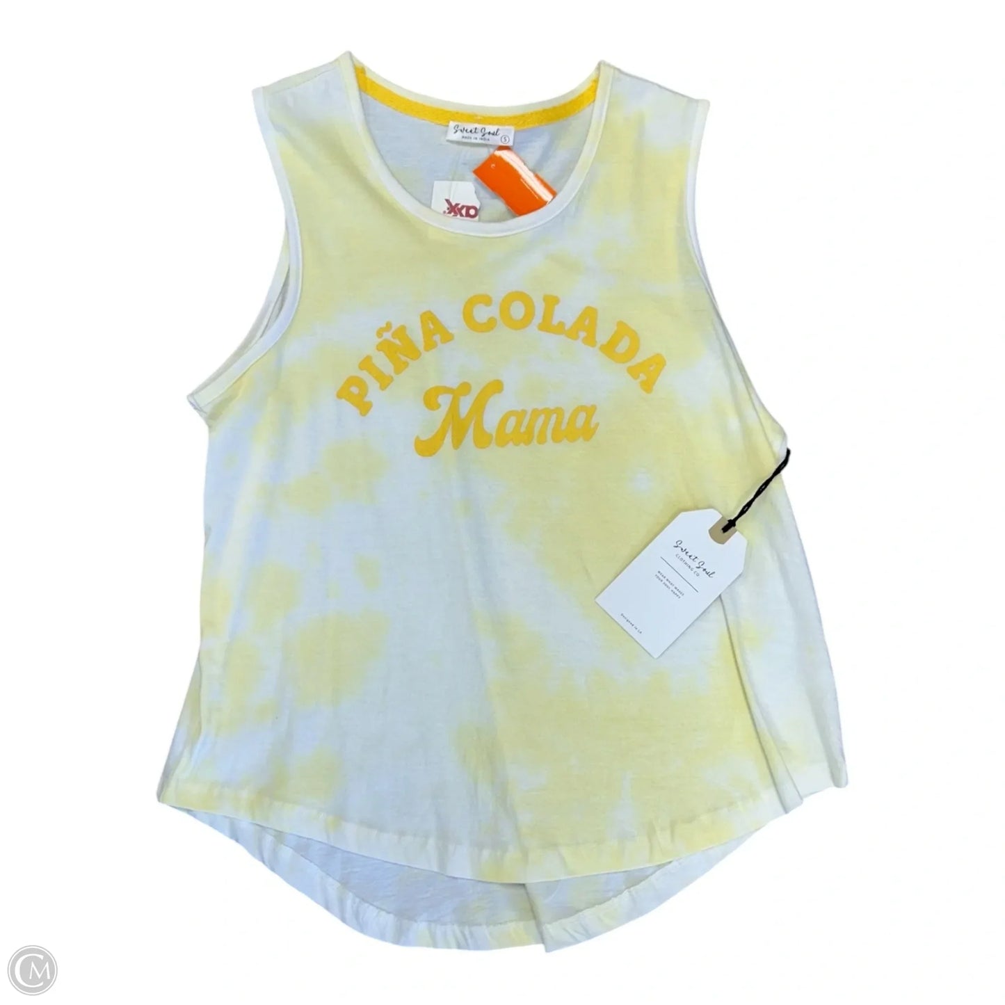 Top Sleeveless Basic By Cme In White & Yellow, Size: S