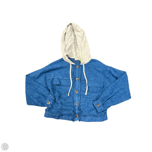 Jacket Shirt By Zenana In Blue, Size: S