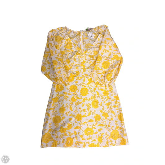 Dress Casual Midi By Loft In White & Yellow, Size: 10