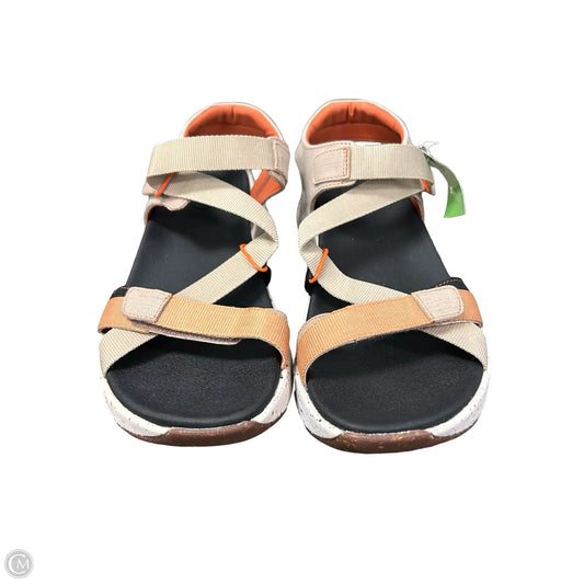 Sandals Flats By Taos In Orange & Tan, Size: 10
