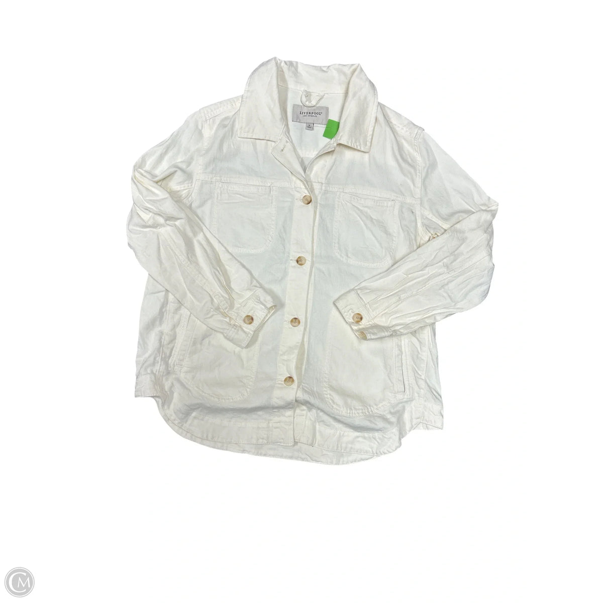 Jacket Denim By Liverpool In White Denim, Size: M