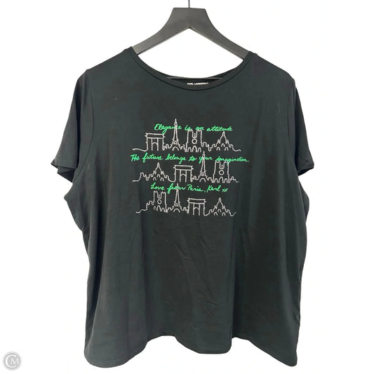 Top Short Sleeve Designer By Karl Lagerfeld In Black, Size: 1x