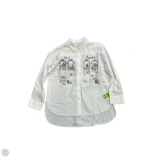 Blouse Designer By Karl Lagerfeld In White, Size: L