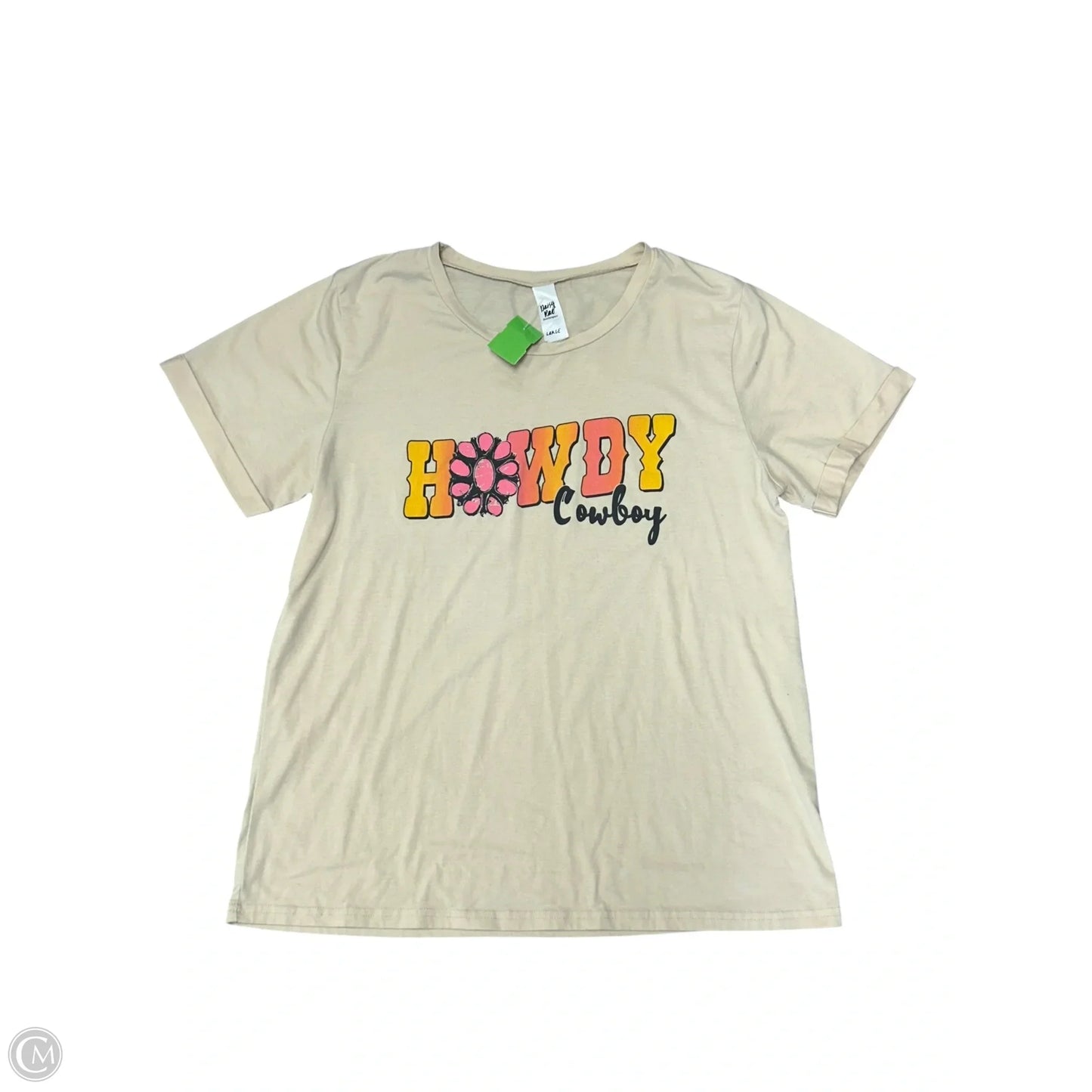 Top Short Sleeve Basic By Cmf In Tan, Size: L