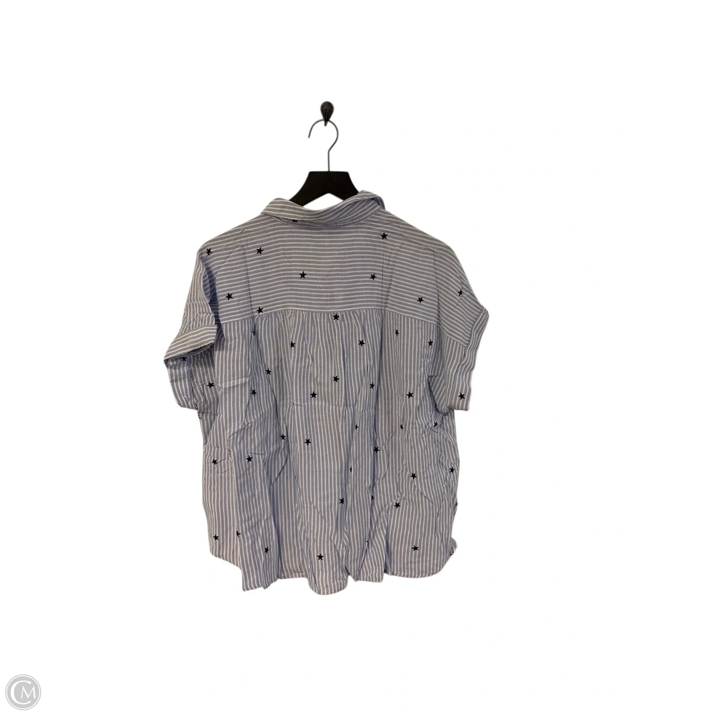 Blouse Short Sleeve By Jane And Delancey In Blue & White, Size: 2x