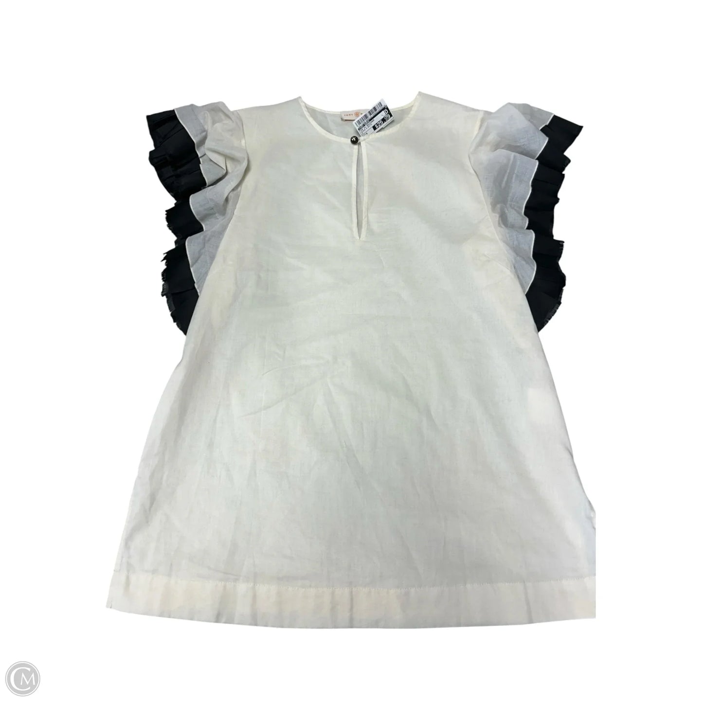 Top Short Sleeve Designer By Tory Burch In Black & White, Size: 6