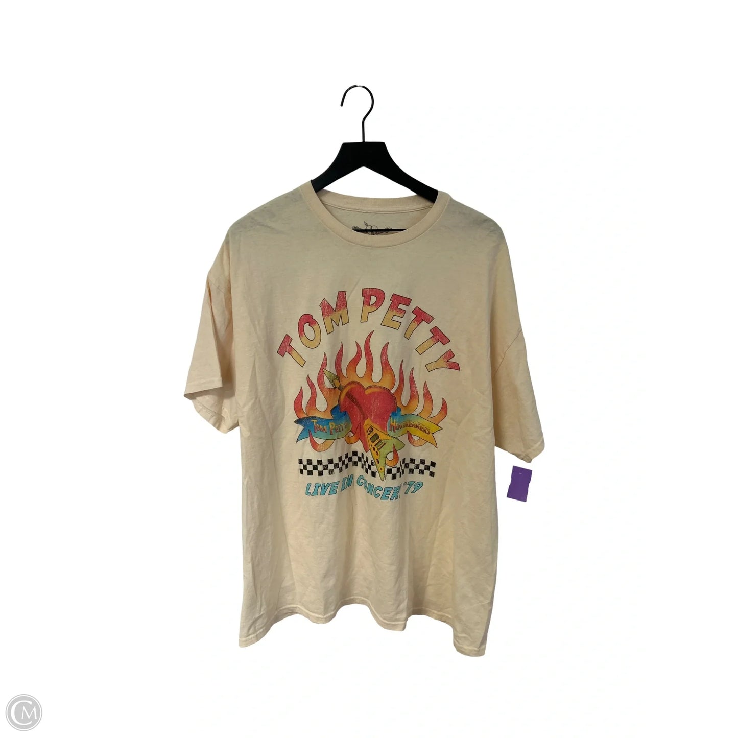 Top Short Sleeve By Clothes Mentor In Cream, Size: 1x
