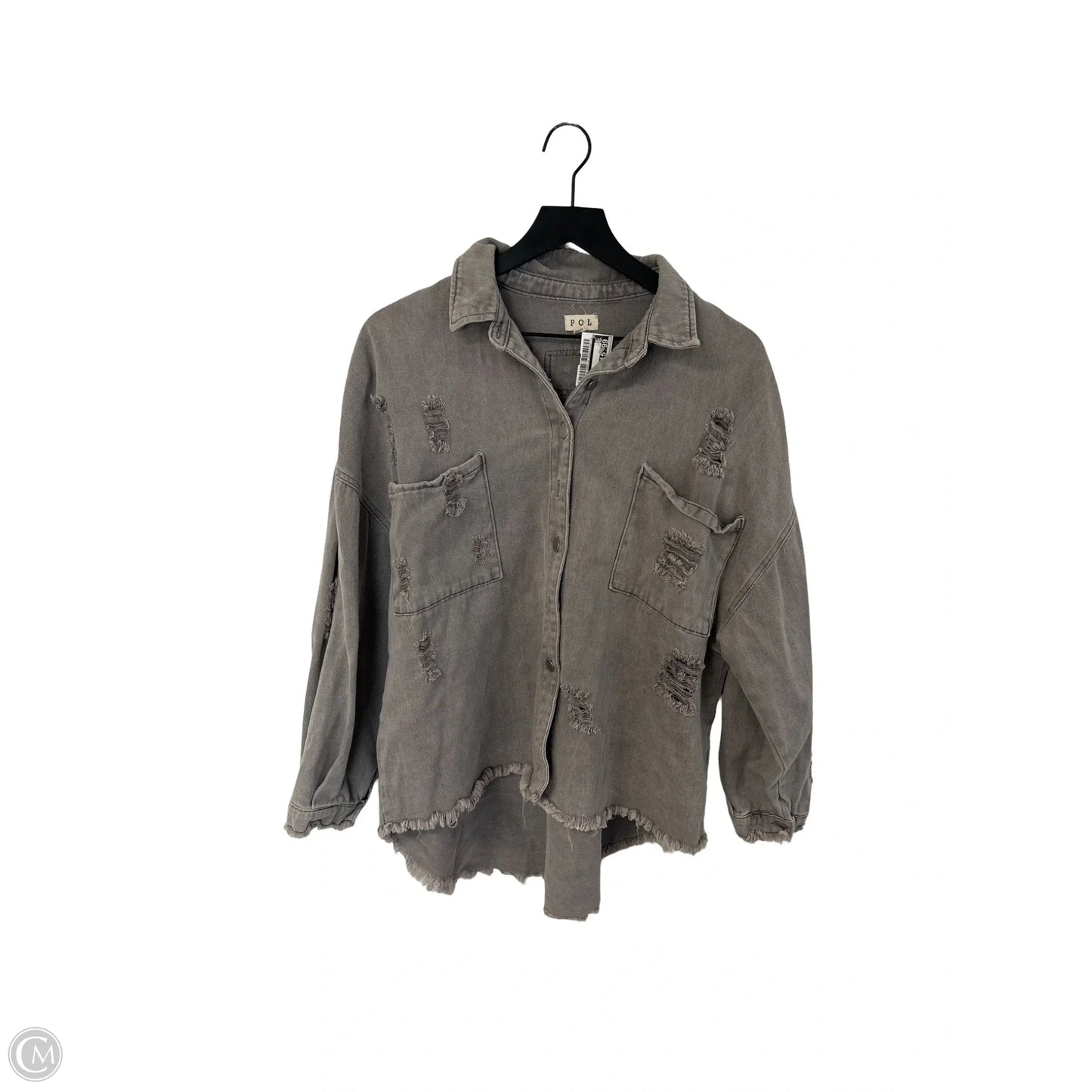 Blouse Long Sleeve By Pol In Grey Denim, Size: M