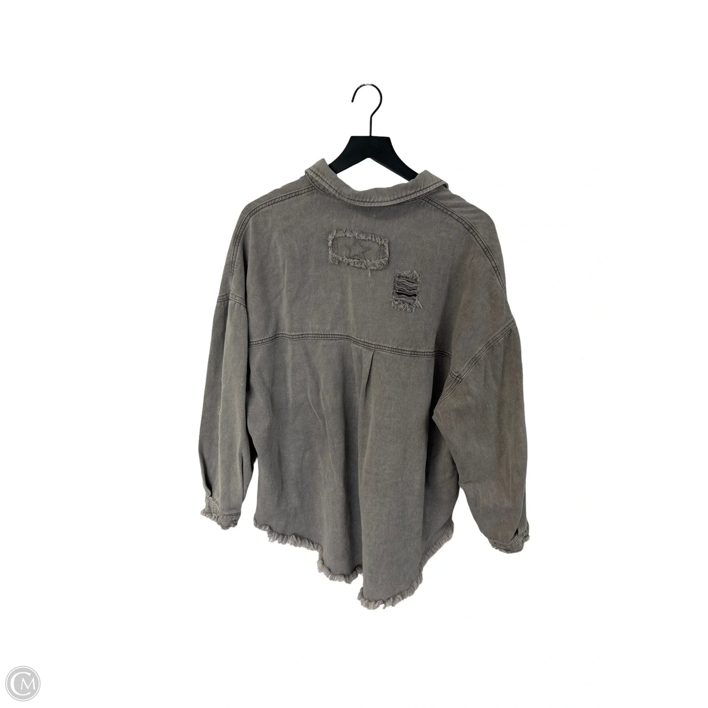 Blouse Long Sleeve By Pol In Grey Denim, Size: M