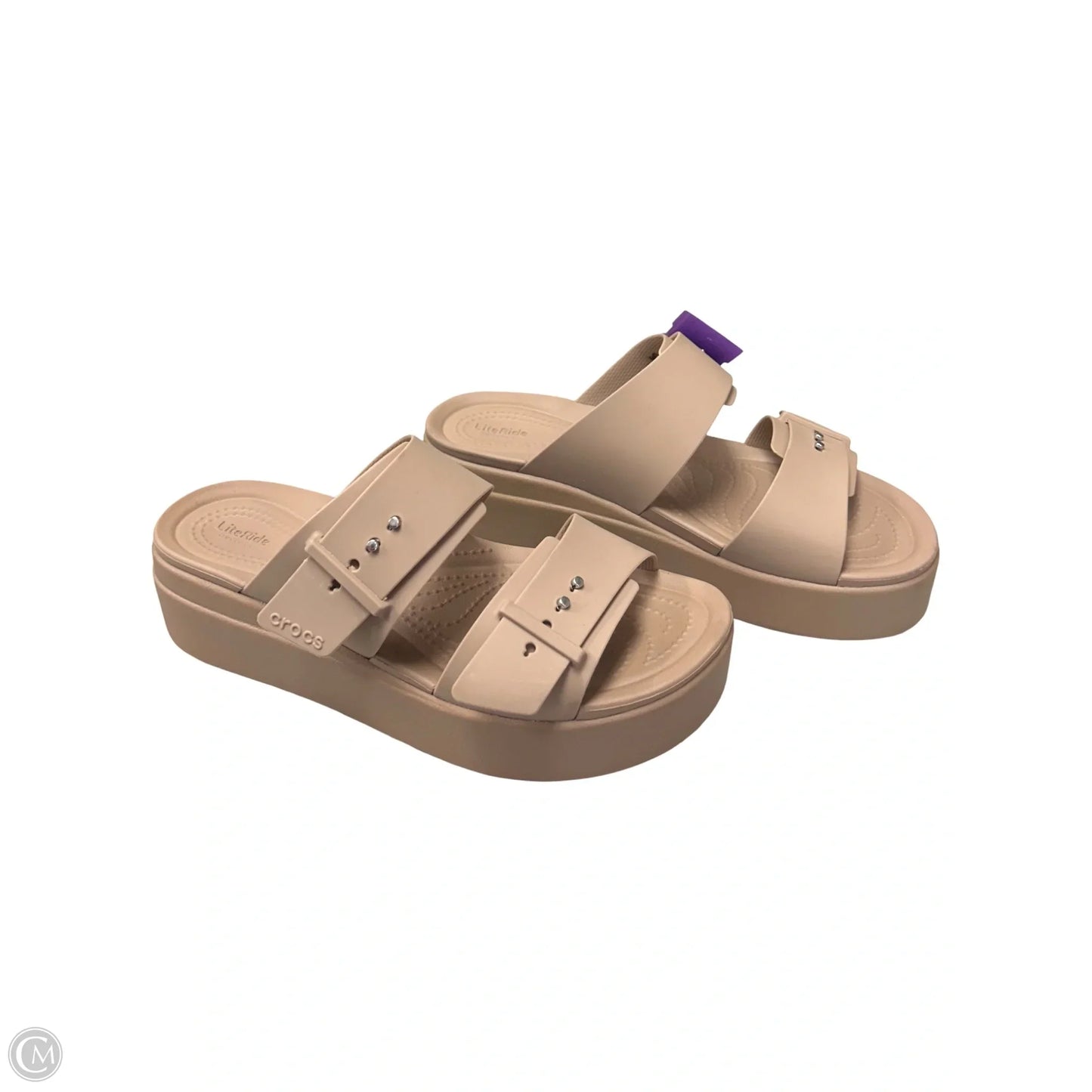 Sandals Flats By Crocs In Beige, Size: 9