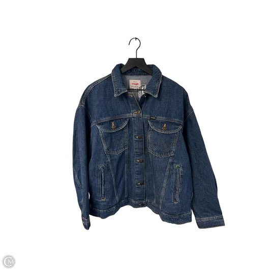 Jacket Denim By Wrangler In Blue Denim, Size: Xl