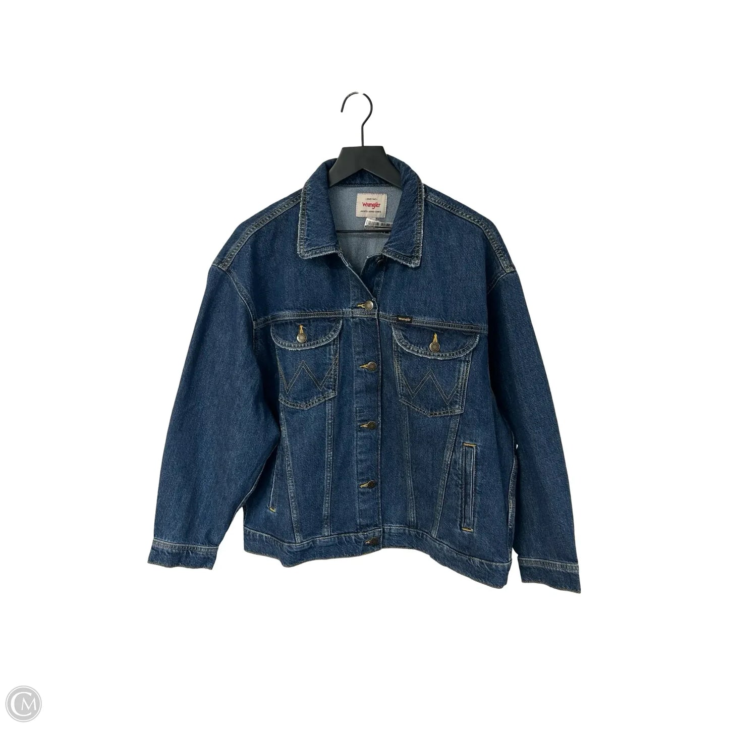 Jacket Denim By Wrangler In Blue Denim, Size: L