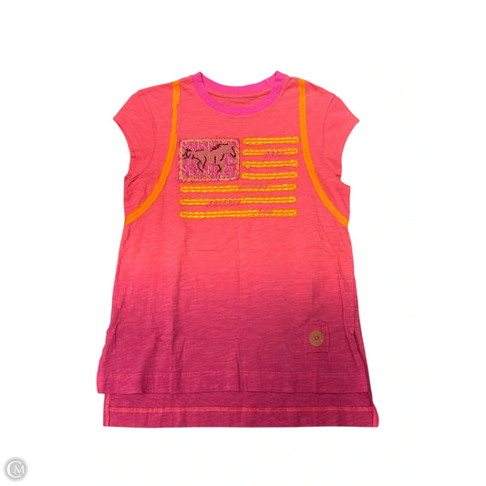 Top Short Sleeve By Double D Ranch In Orange & Pink, Size: Xs