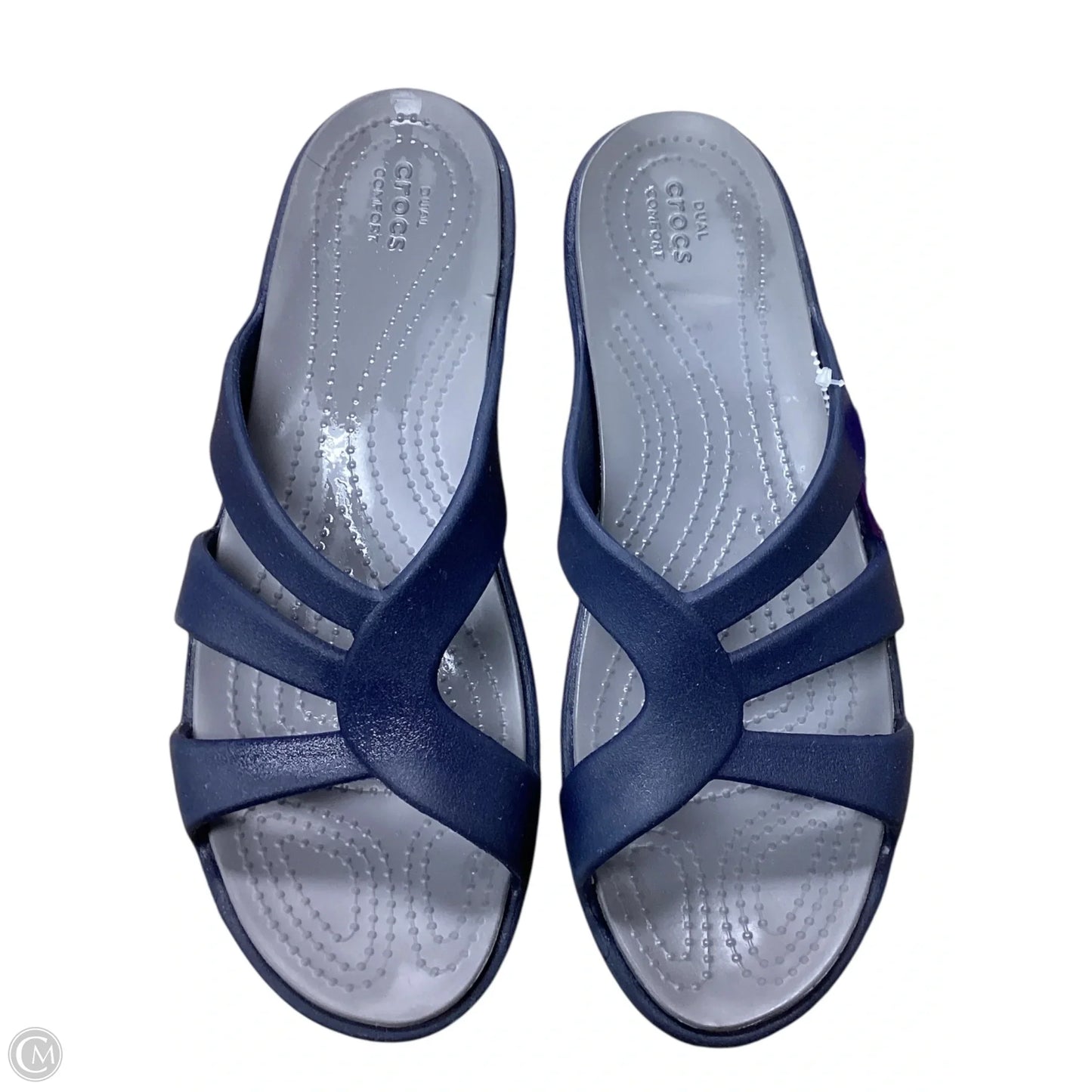 Sandals Flats By Crocs In Navy, Size: 10