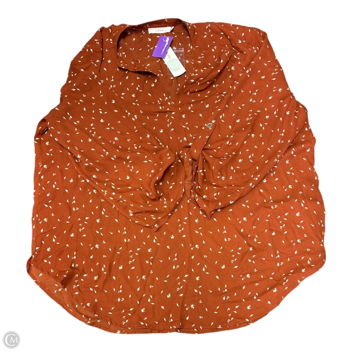 Top Long Sleeve By Lush In Orange & White, Size: Xxl