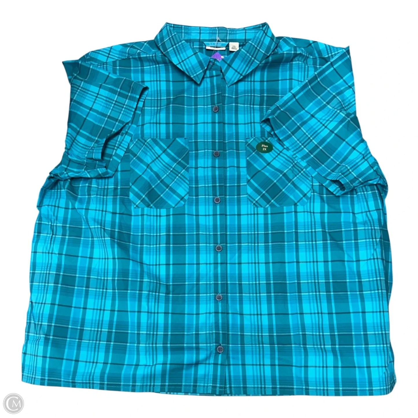 Blouse Short Sleeve By L.l. Bean In Plaid Pattern, Size: 2x