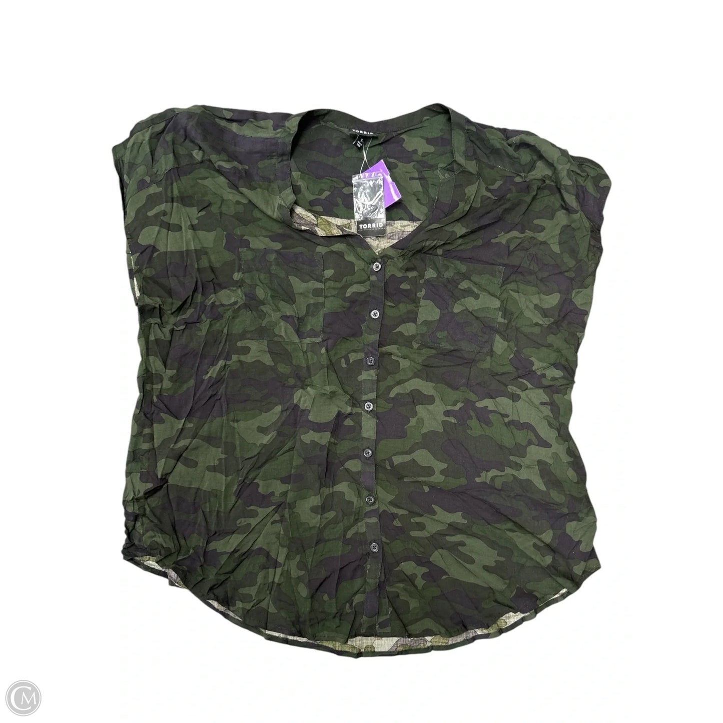 Blouse Short Sleeve By Torrid In Camouflage Print, Size: 1x