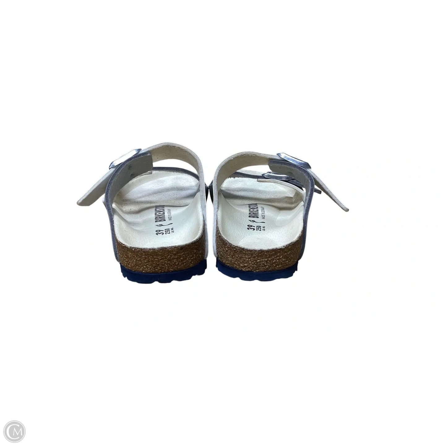 Sandals Flats By Birkenstock In Grey & White, Size: 8