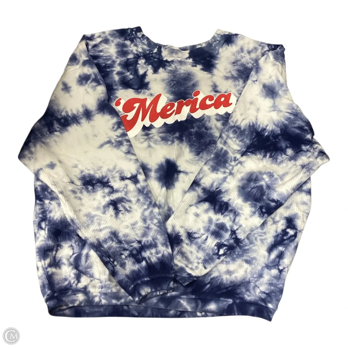 Sweatshirt Crewneck By Chicka-d In Blue & White, Size: L