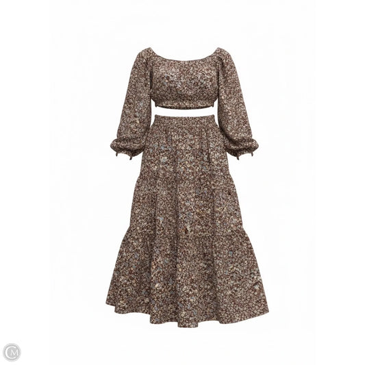 Skirt Set 2pc By Blu Pepper In Floral Print, Size: L