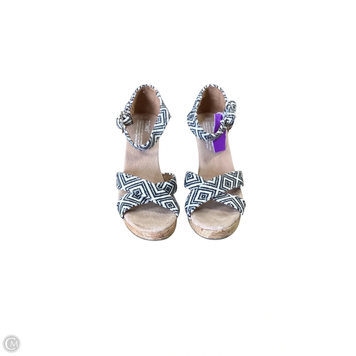 Sandals Heels Wedge By Toms In Black & White, Size: 7