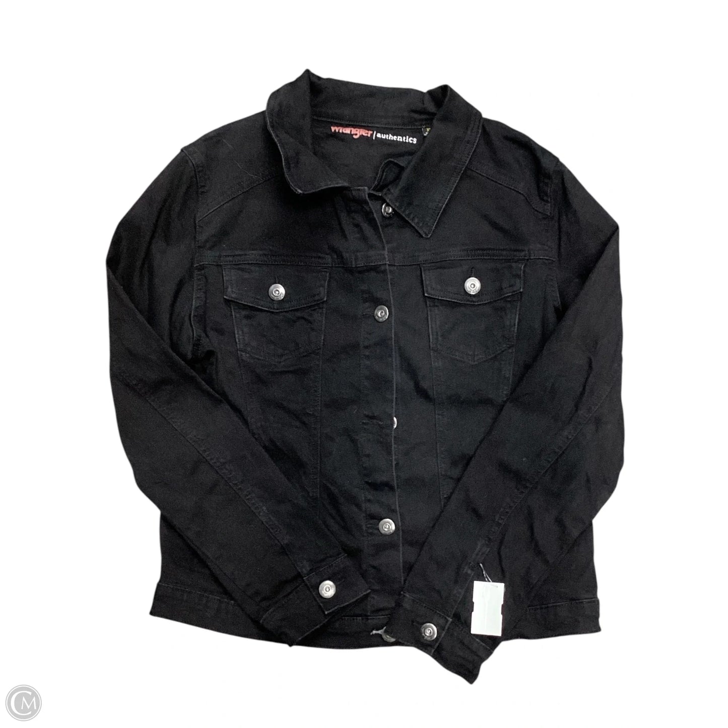 Jacket Denim By Wrangler In Black Denim, Size: Xl