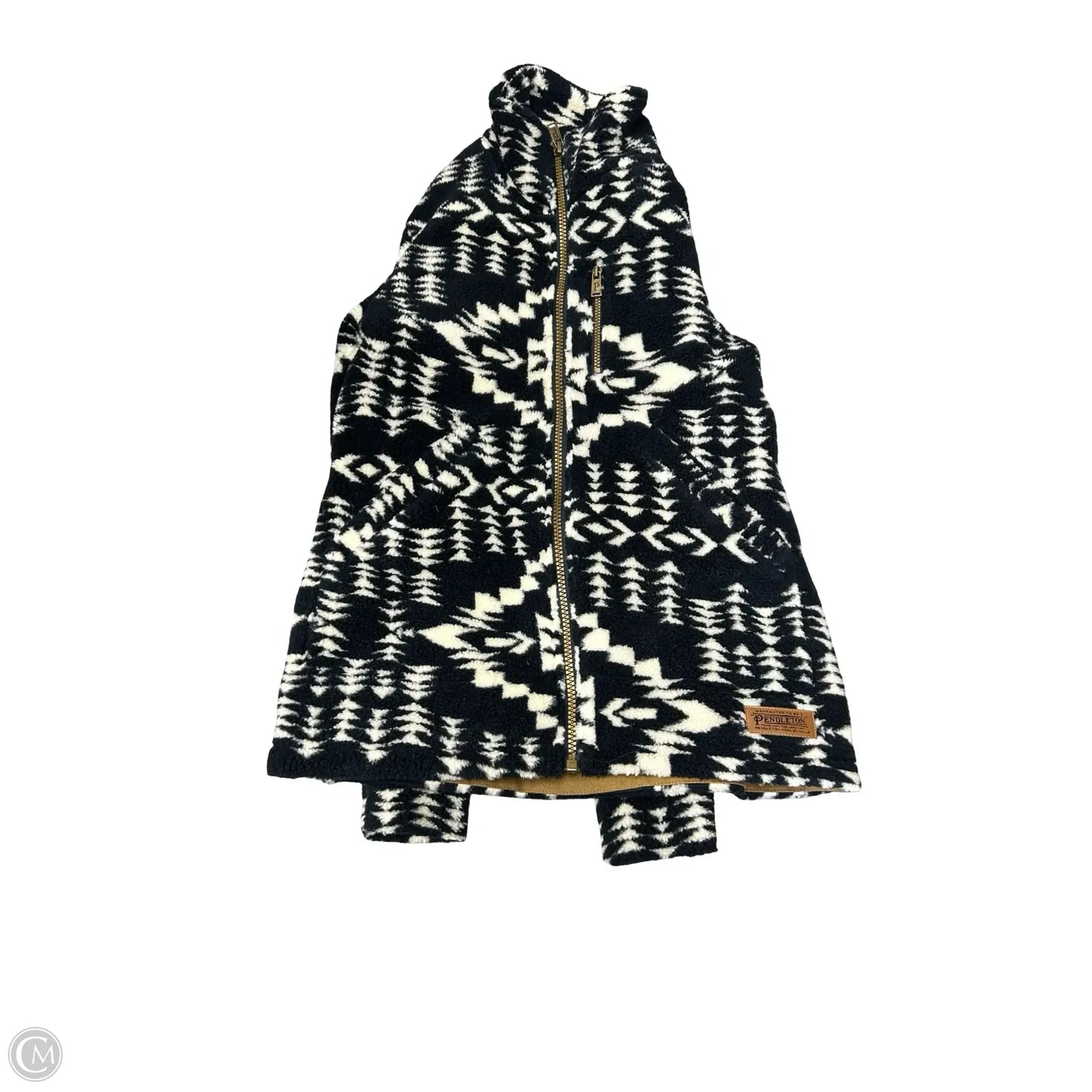 Jacket Faux Fur & Sherpa By Pendleton In Black & Cream, Size: S