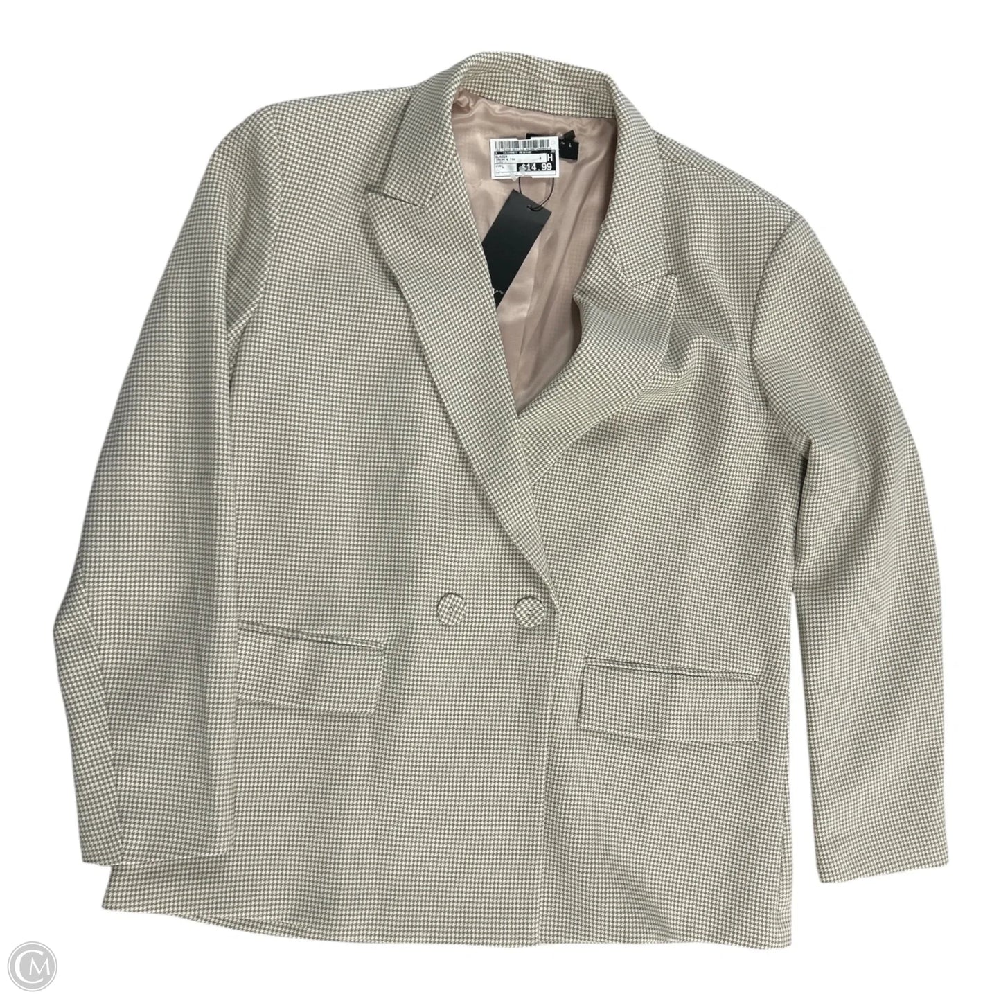 Blazer By Clothes Mentor In Cream & Tan, Size: L