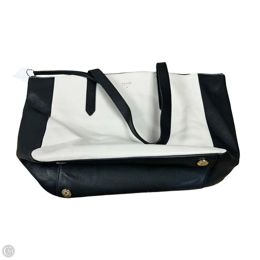 Handbag Leather By Fossil, Size: Medium