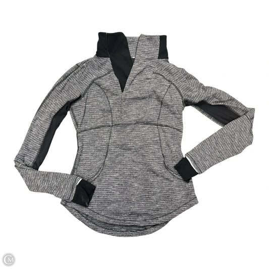 Athletic Top Long Sleeve Collar By Lululemon In Black & Grey, Size: 6
