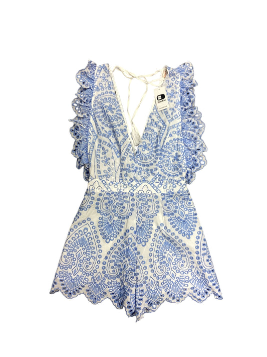 Romper By Clothes Mentor In Blue & White, Size: S