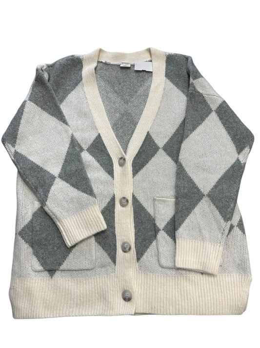 Sweater Cardigan By Abercrombie And Fitch In Cream & Grey, Size: L