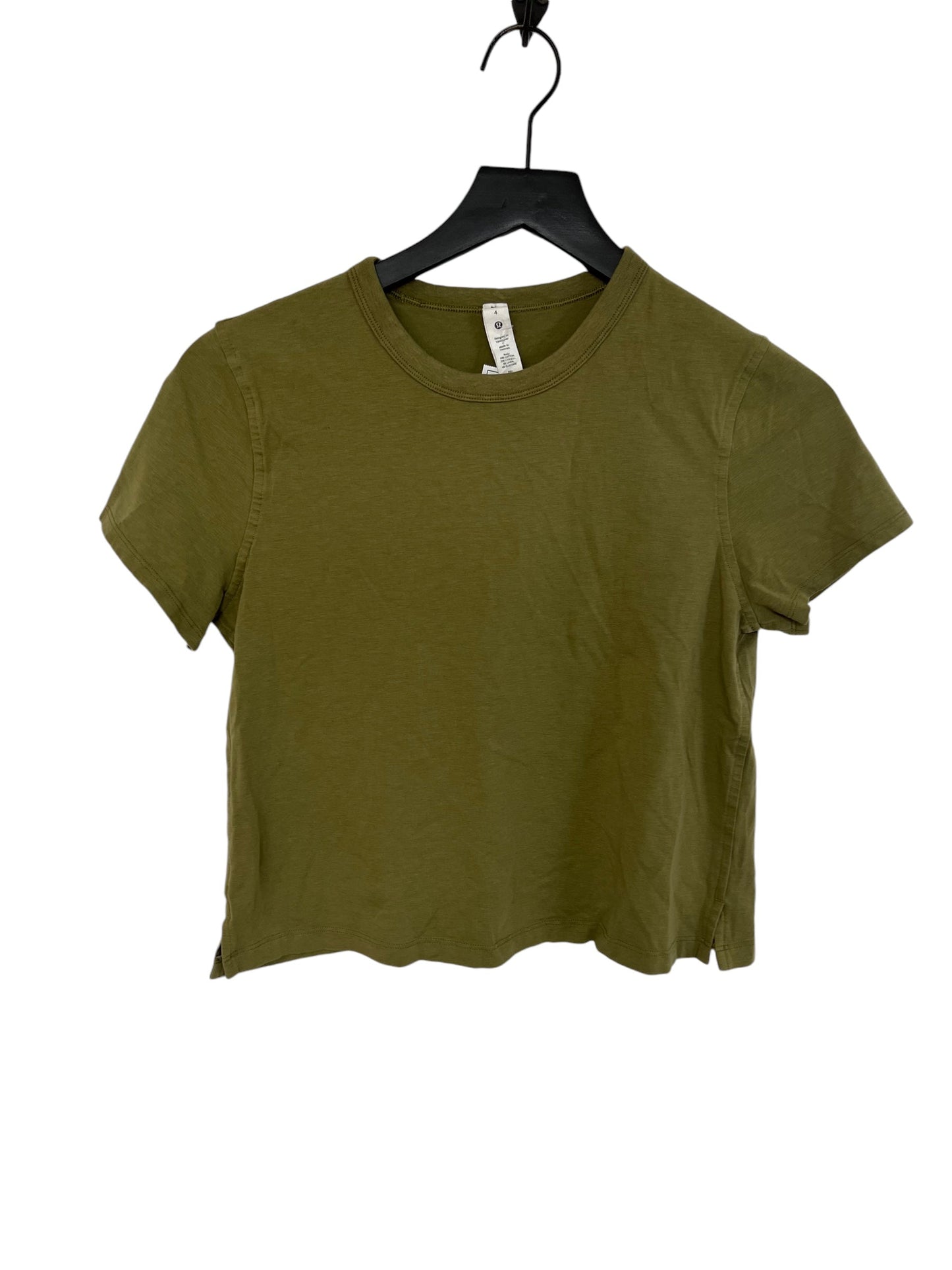 Athletic Top Short Sleeve By Lululemon In Green, Size: 4